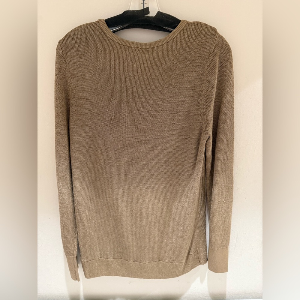 Chico's Tan/gold Knit Pullover with twist tie in front - Picture 5 of 6
